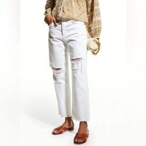Veronica Beard Blake Crop Classic Straight High Rise White Jeans Size 27